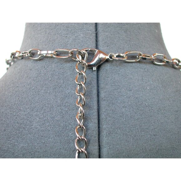 Vintage Panther Pendant Necklace With Chain Silver Tone Metal & Glass Cabochon - Picture 4 of 4